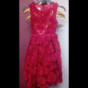 Girls Red Sequin Formal Dress  Size 7